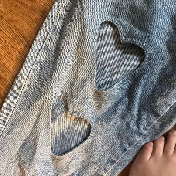 Pepe jeans London vintage raw hem heart cutout super rare size 26 baggy mom boyf - Picture 7 of 8